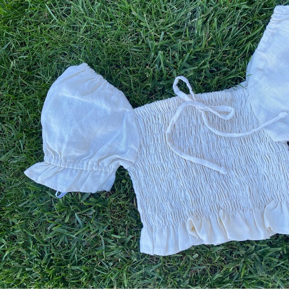 Faithful the Brand smocked cream crop top 2 - Picture 3 of 7